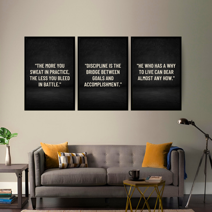 Relentless Mindset Triology – 3 PANEL SET – QUOTES WALL ART