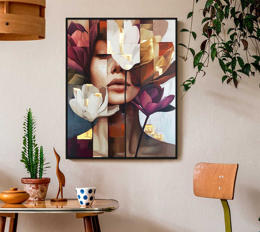 Abstract Floral Head Canvas Print