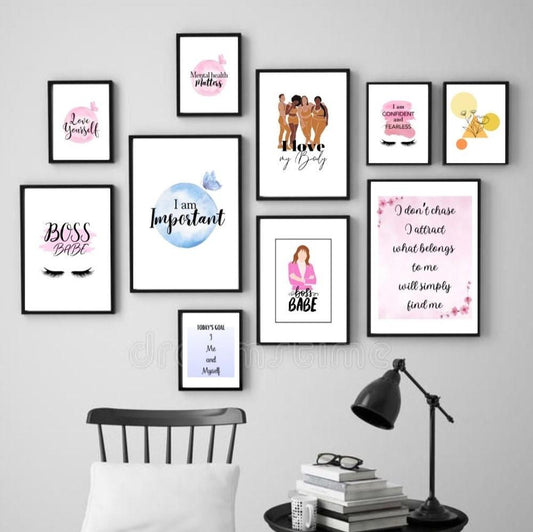 GIRLY QUOTES – 10 PANEL SET – DECOR WALL ART