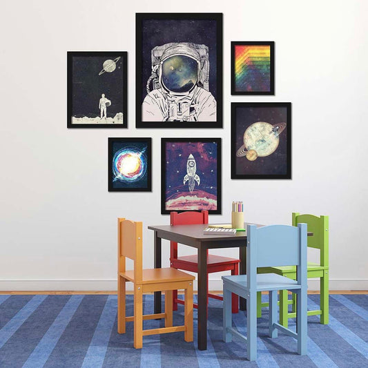 OUTER SPACE ATRONAUT – 6 PANEL SET – WALL DECOR SETUP
