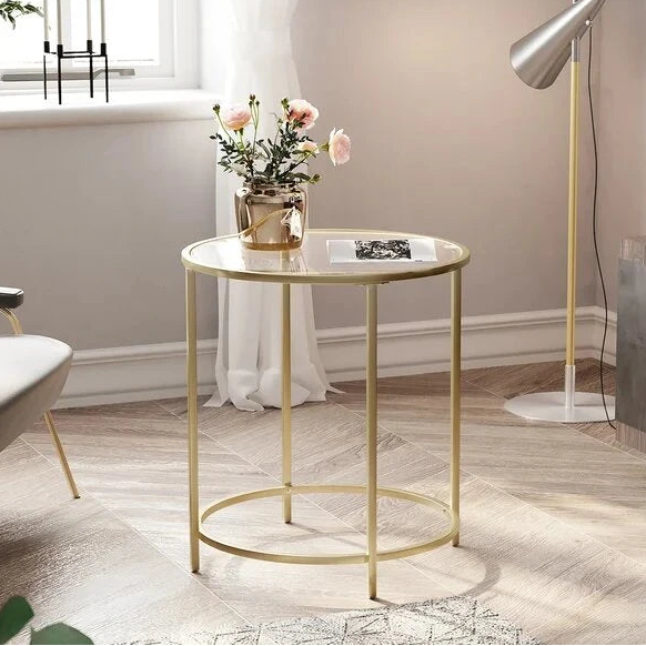 CREFTER – Glass Top Side Table