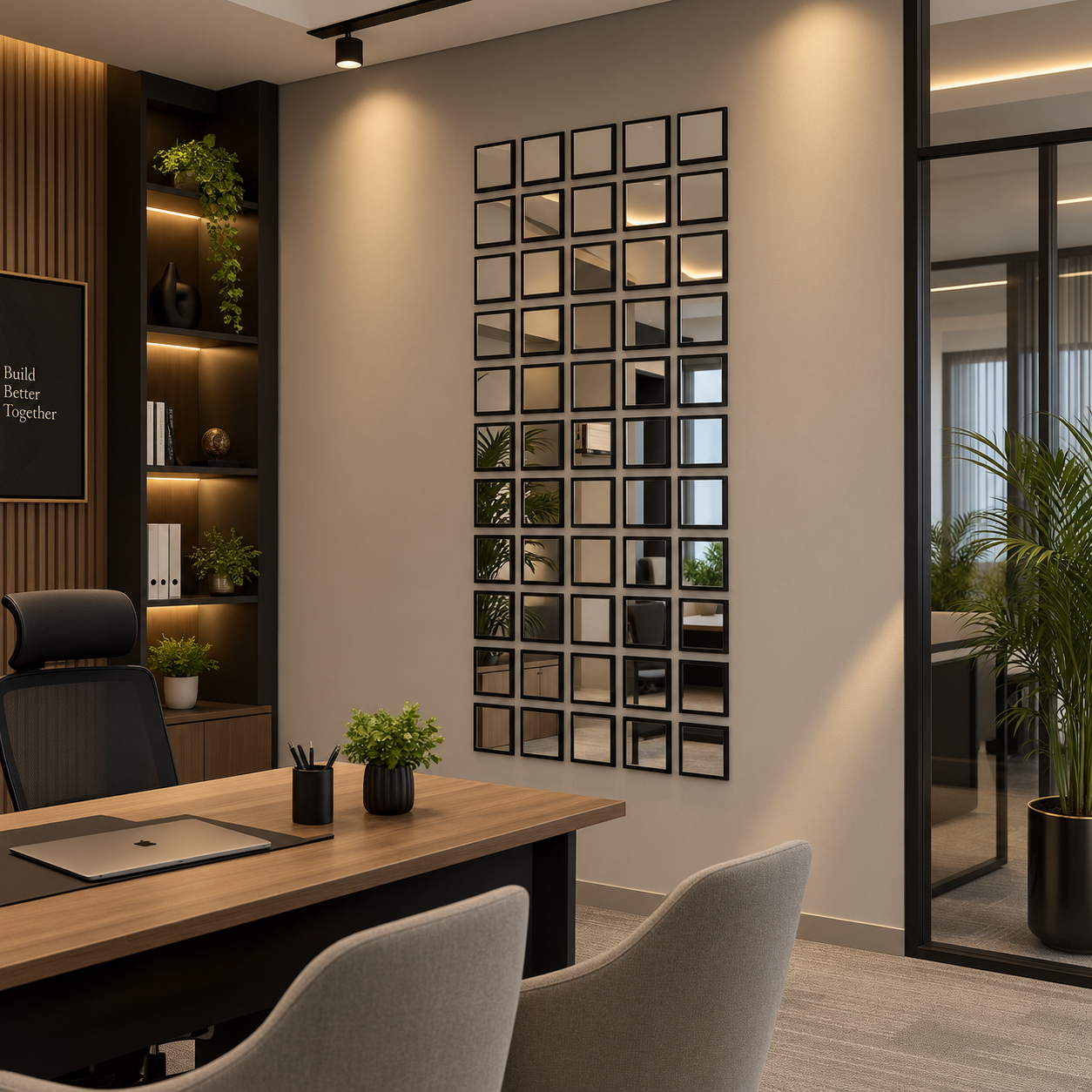Luxe Square Mirror Grid