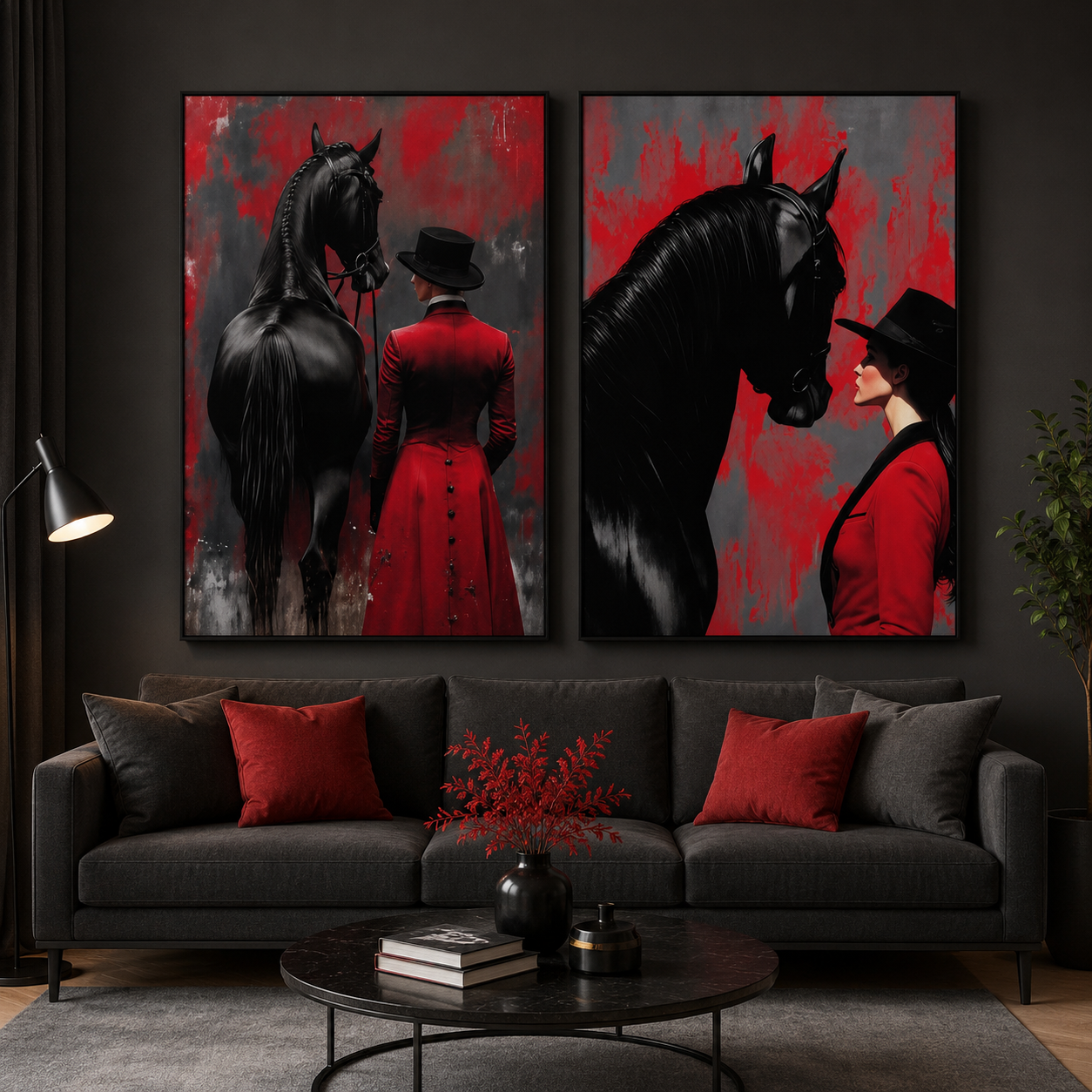 Equestrian Red & Black Canvas Wall Art