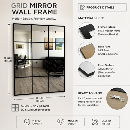 Grid Mirror Wall Hanging