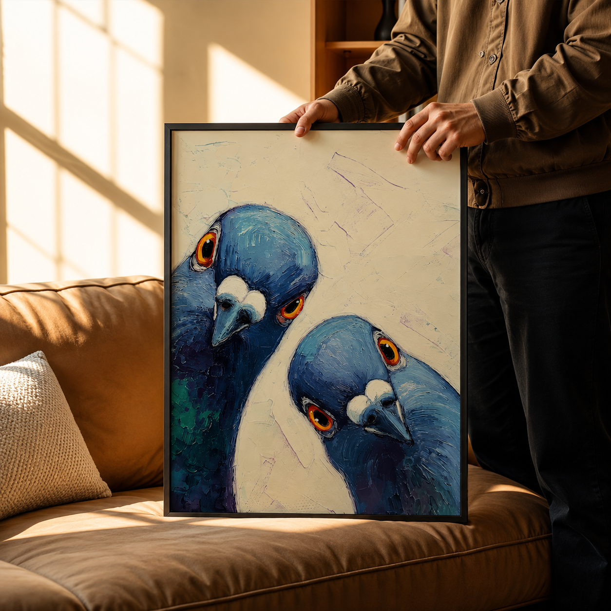 Mid Century Retro Bird Canvas Wall Art