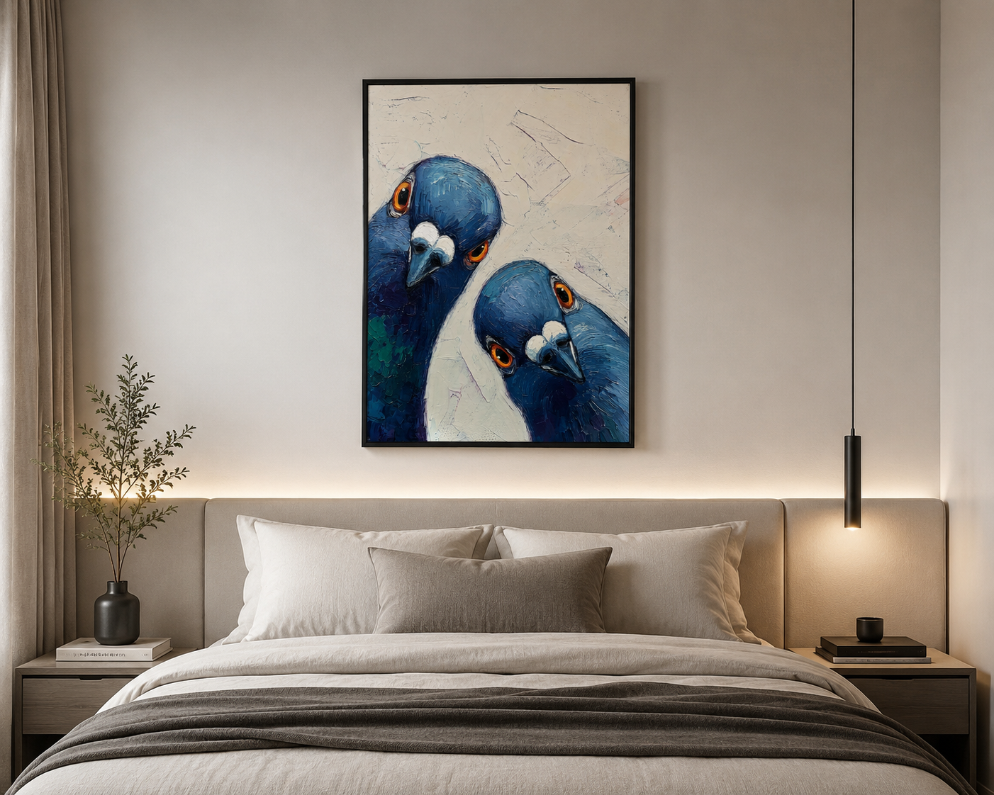 Mid Century Retro Bird Canvas Wall Art