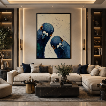 Mid Century Retro Bird Canvas Wall Art