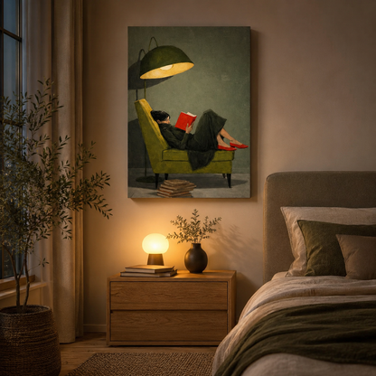 Cozy Reading Moment Canvas Wall Art