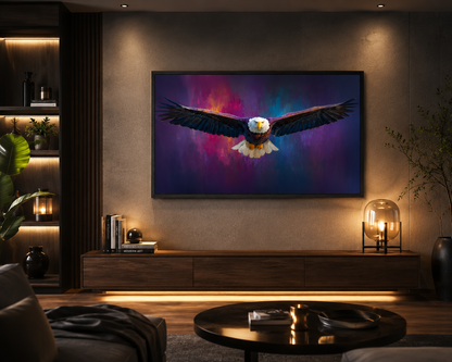 Majestic Bald Eagle in Flight Canvas Wall Art Frame