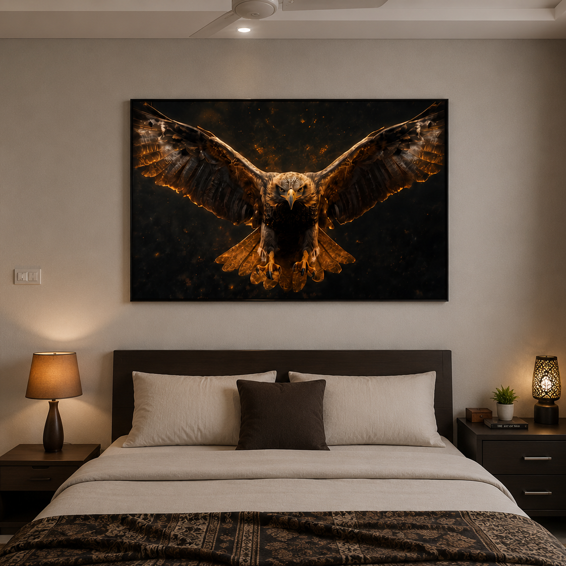 Golden Shaheen in Flight Canvas Wall Art Frame