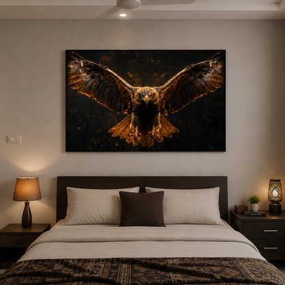 Golden Shaheen in Flight Canvas Wall Art Frame