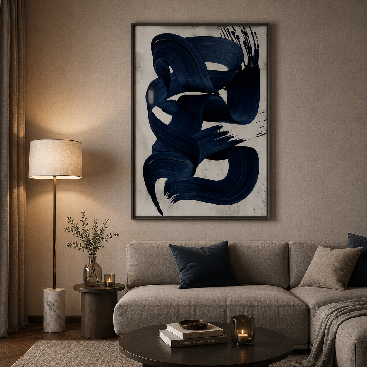 Indigo Trace Wall AbstractArt