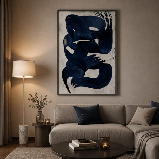 Indigo Trace Wall AbstractArt