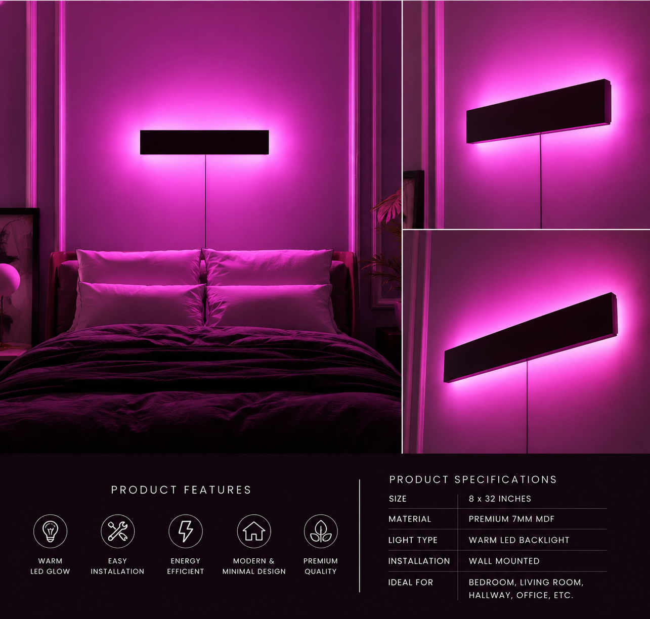 Modern Linear Wooden LED Wall Lamp