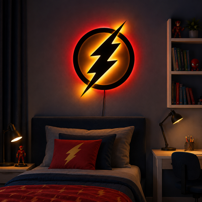Modern Flash Bolt Wooden LED Wall Lamp