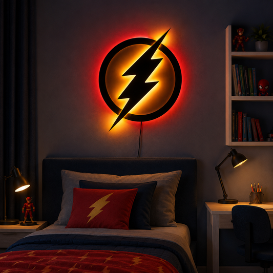 Modern Flash Bolt Wooden LED Wall Lamp