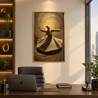 Whirling Dervish Dance Canvas, Spiritual Sufi Art, Middle Eastern Wall Decor