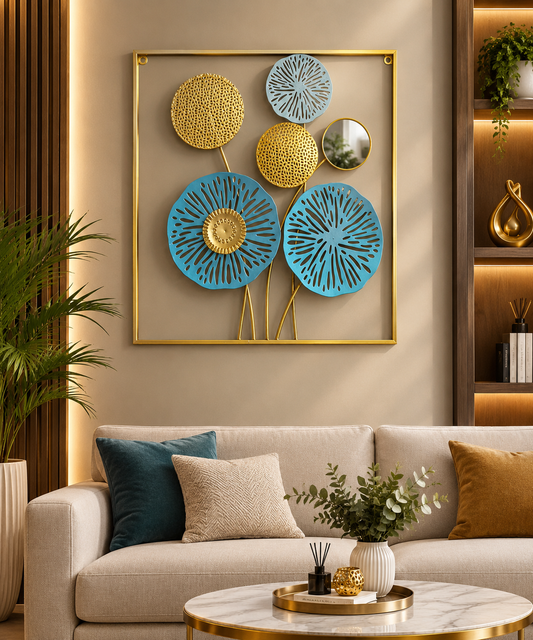 Azure Bloom 3D Metal Wall Art