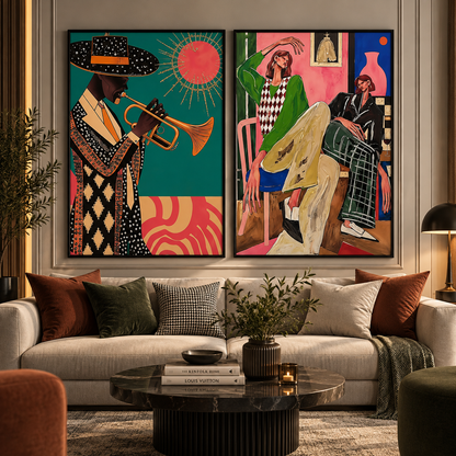 Modern Jazz Society – Trumpet & Fashion Figures Wall Art Set