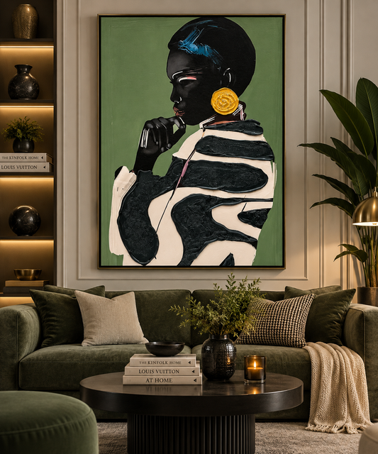 Emerald Elegance – African Woman Portrait Wall Art