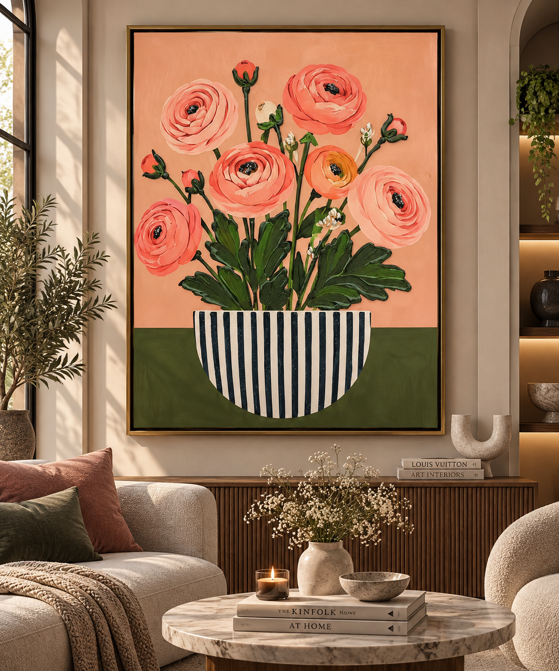 Blossom in Stripes – Floral Vase Wall Art