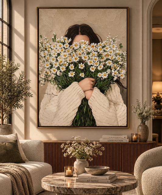 Hidden in Daisies – Floral Woman Wall Art