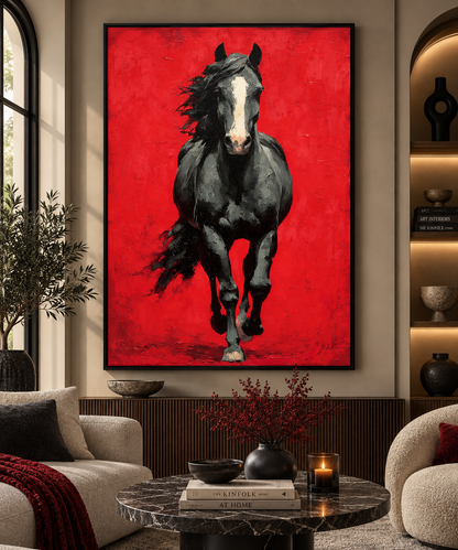 Crimson Stallion – Red Horse Wall Art