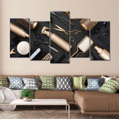 HAIRSTYLE TOOLS ART – 5 PANEL SET – FASHION WALL ART