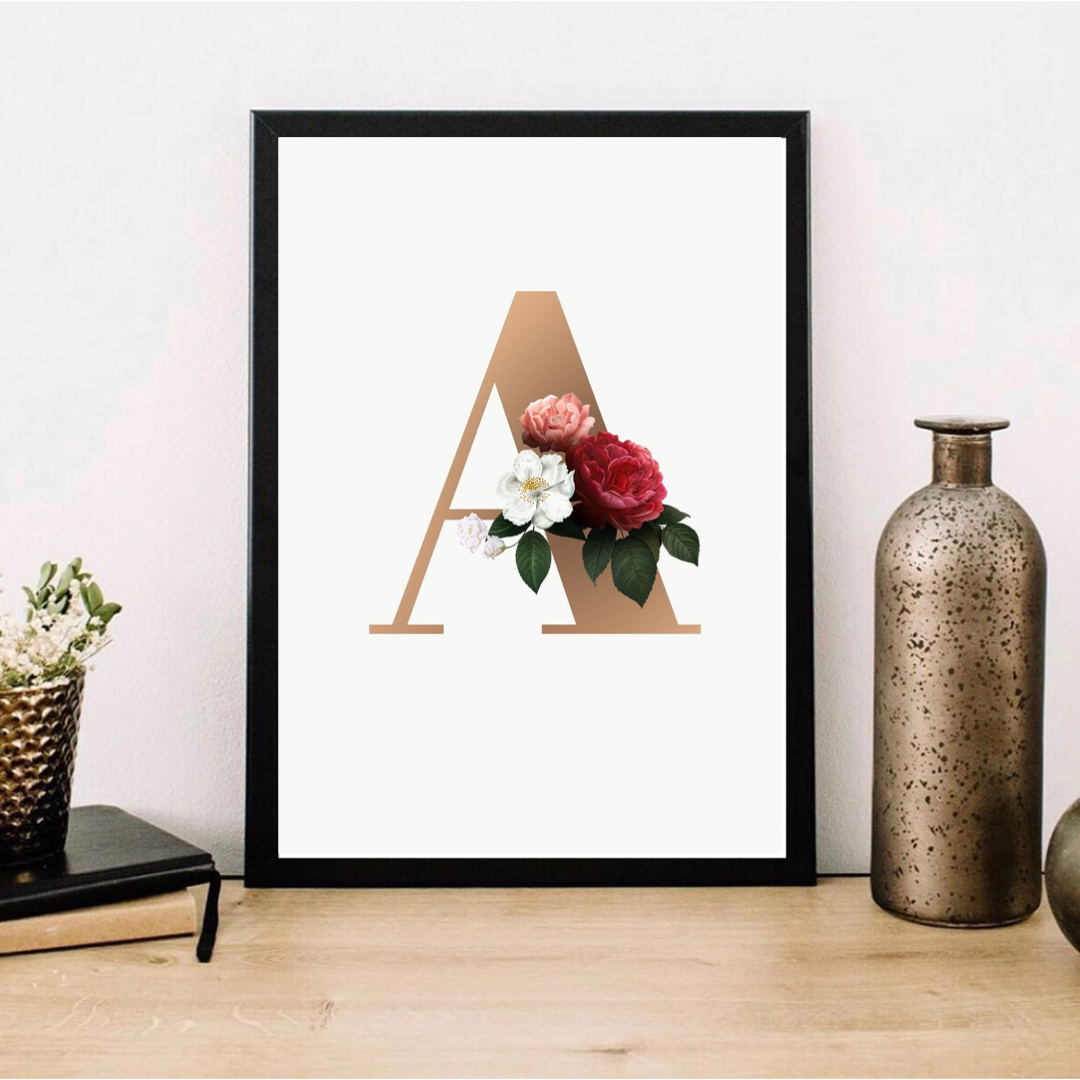 FLORAL LETTER “A” ALPHABET FRAME
