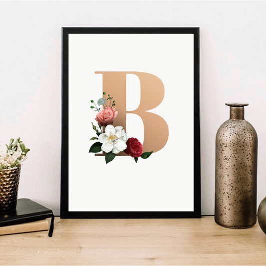 FLORAL LETTER “B” ALPHABET FRAME