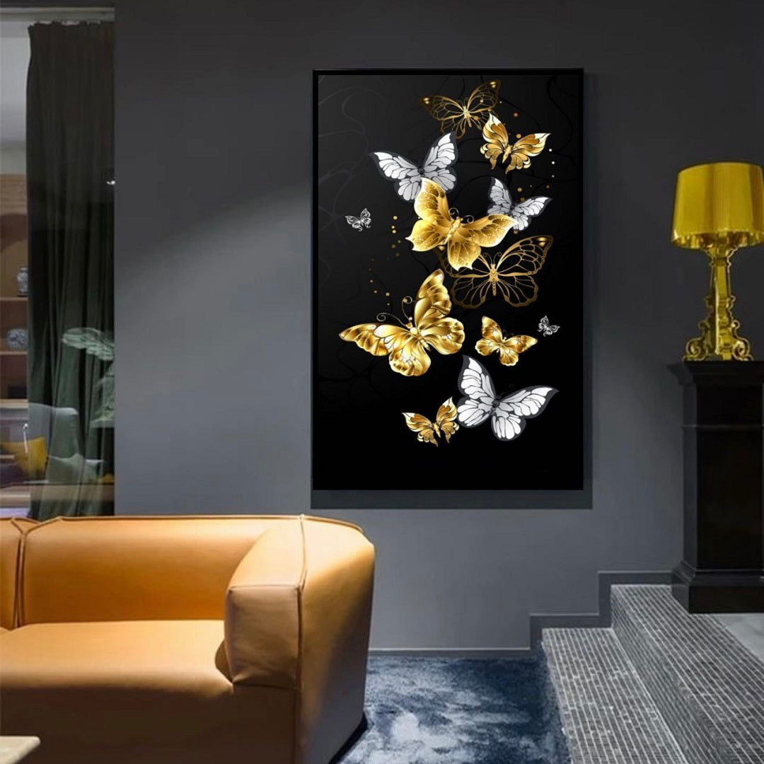 GOLDEN AND SILVER BUTTEFLY – SINGLE WALL ART – BIRDS WALL ART