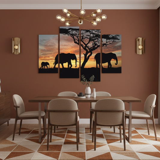 ELEPHANTS – 4 PANEL SET – ANIMAL WALL ART