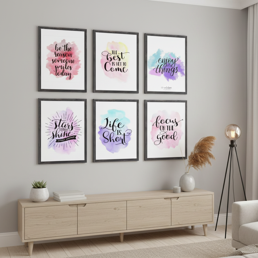 LIFE IS SHORT QUOTES – 6 PANEL SET – QUOTES WALL ART