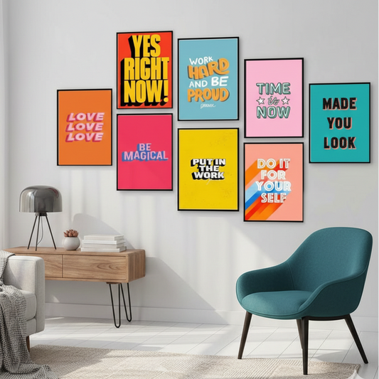 LOVE AND MOTIVATIONAL QUOTES – 8 PANEL SET – QUOTES WALL ART