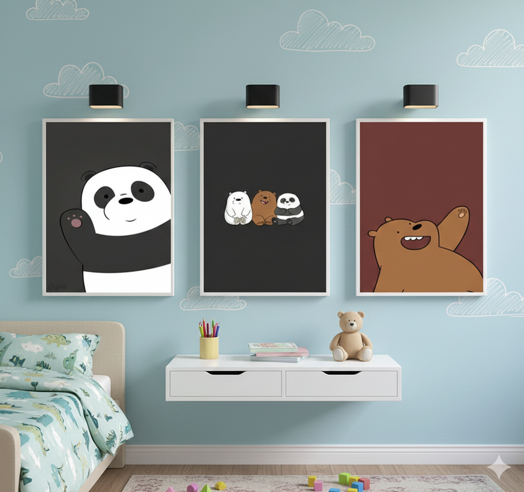 BEARS – 3 PANEL SET – ANIMALS WALL ART
