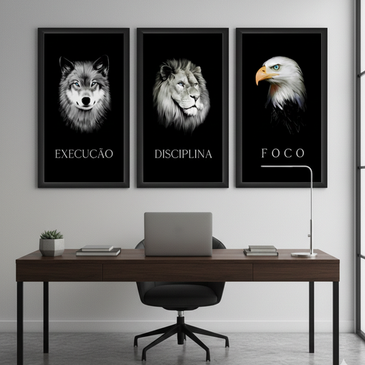 Discipline. Execution. Focus. – Motivational Animal Wall Art Set