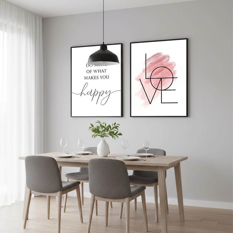 LOVE AND POSITIVE QUOTE – 2 PANEL SET – QUOTES WALL ART