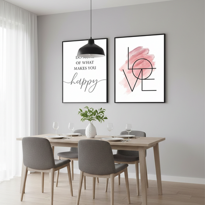 LOVE AND POSITIVE QUOTE – 2 PANEL SET – QUOTES WALL ART