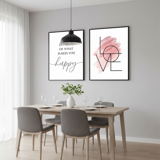 LOVE AND POSITIVE QUOTE – 2 PANEL SET – QUOTES WALL ART