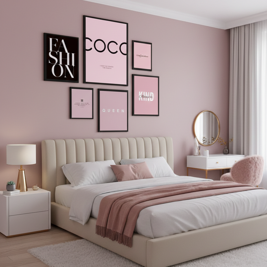 PINK COCO LOGO – 6 PANEL SET – FASHION WALL ART