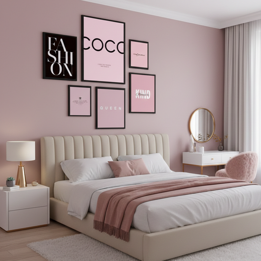 PINK COCO LOGO – 6 PANEL SET – FASHION WALL ART