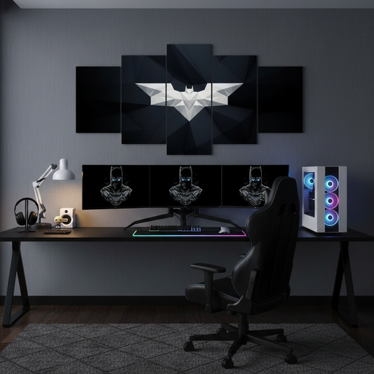 GEOMETRICAL BATMAN LOGO – 5 PANEL SET – COMIC WALL ART