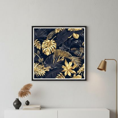 BLACK Navy GOLD LEAF WALL ART – SINGLE WALL ART