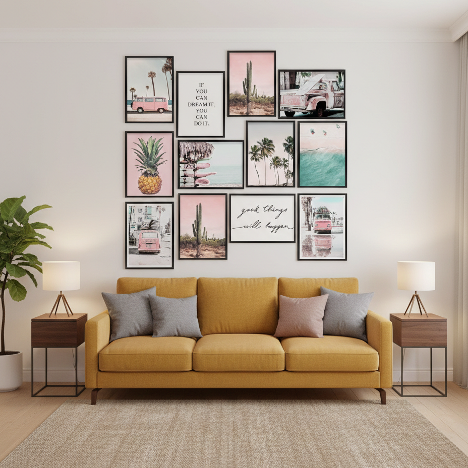 BEACH AND CLASSIC PINK VAN – 12 PANEL SET