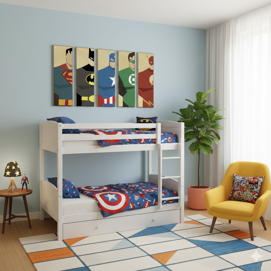 SUPERHEROES ART – 5 PANEL SET – COMIC WALL ART