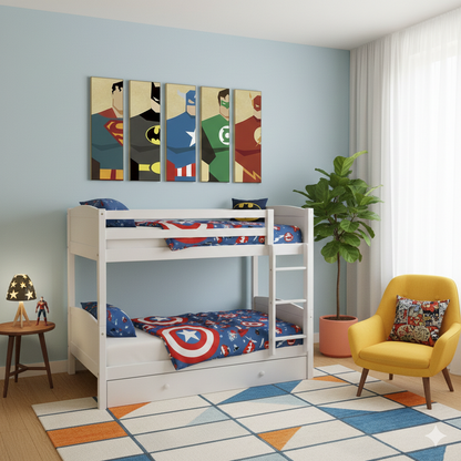 SUPERHEROES ART – 5 PANEL SET – COMIC WALL ART