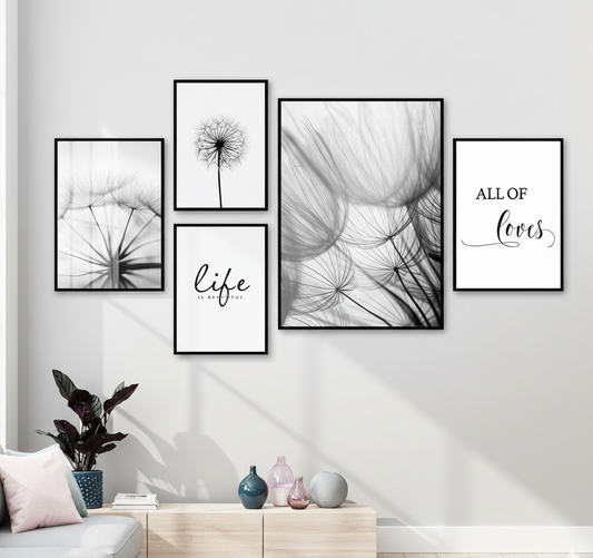 LIFE ALL OF LOVES QUOTES – 5 PANEL SET – QUOTE WALL ART
