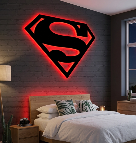 Superman Logo Wooden LED Wall Lamp