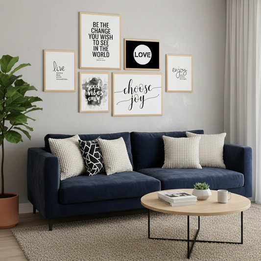 CHOOSE JOY LOVE GOOD VIBS – 6 PANEL SET – QUOTES WALL ART