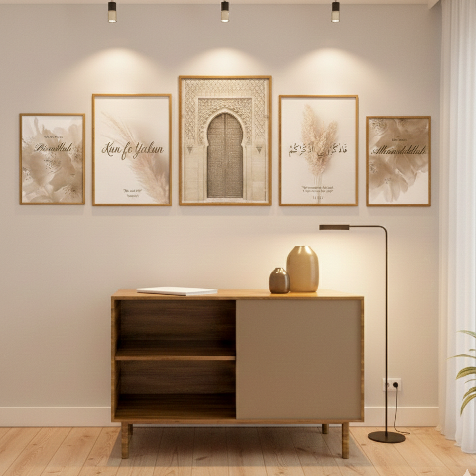 KUN FAYA KUN ISLAMIC ART – 5 PANEL SET – ISLAMIC WALL ART